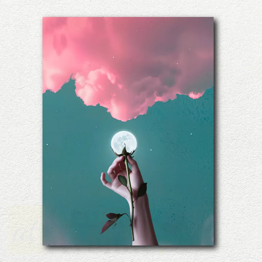 Moon is a Flower. Pink Clouds