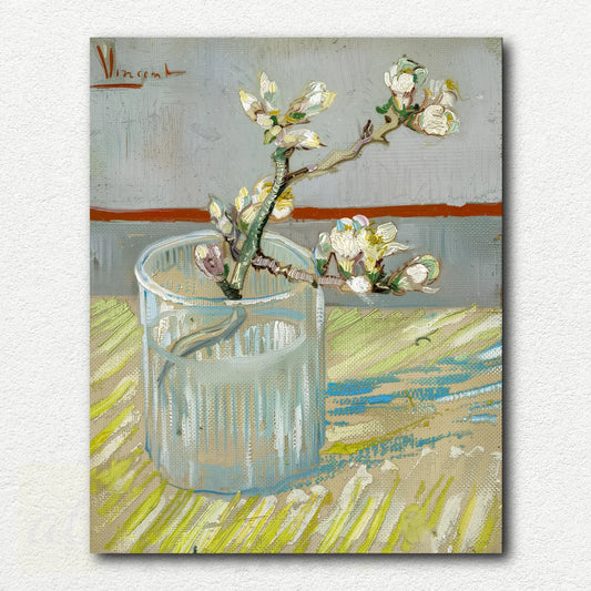 Sprig of Flowering Almond in a Glass
