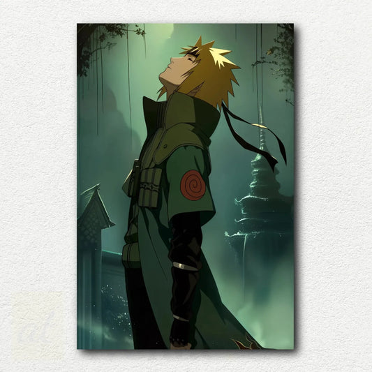 Finished painted version of the Minato paint by numbers kit from Naruto anime showing the character looking up thoughtfully.