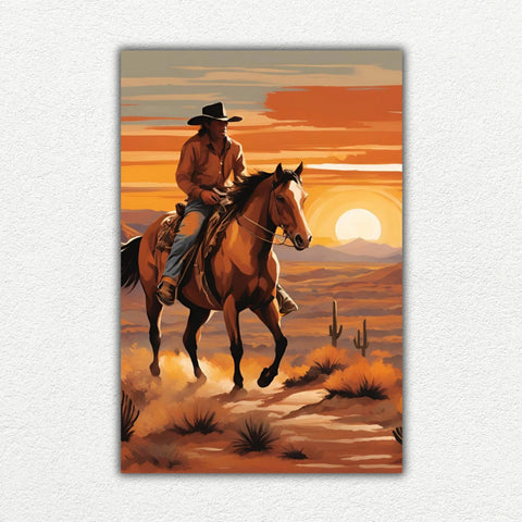 Lone Rider at Sunset