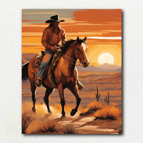 Lone Rider at Sunset