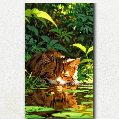 Cat by the Pond