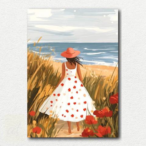 Lady in White at Shore