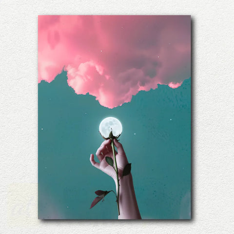 Moon is a Flower. Pink Clouds