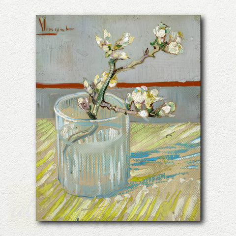 Sprig of Flowering Almond in a Glass by Vincent Van Go