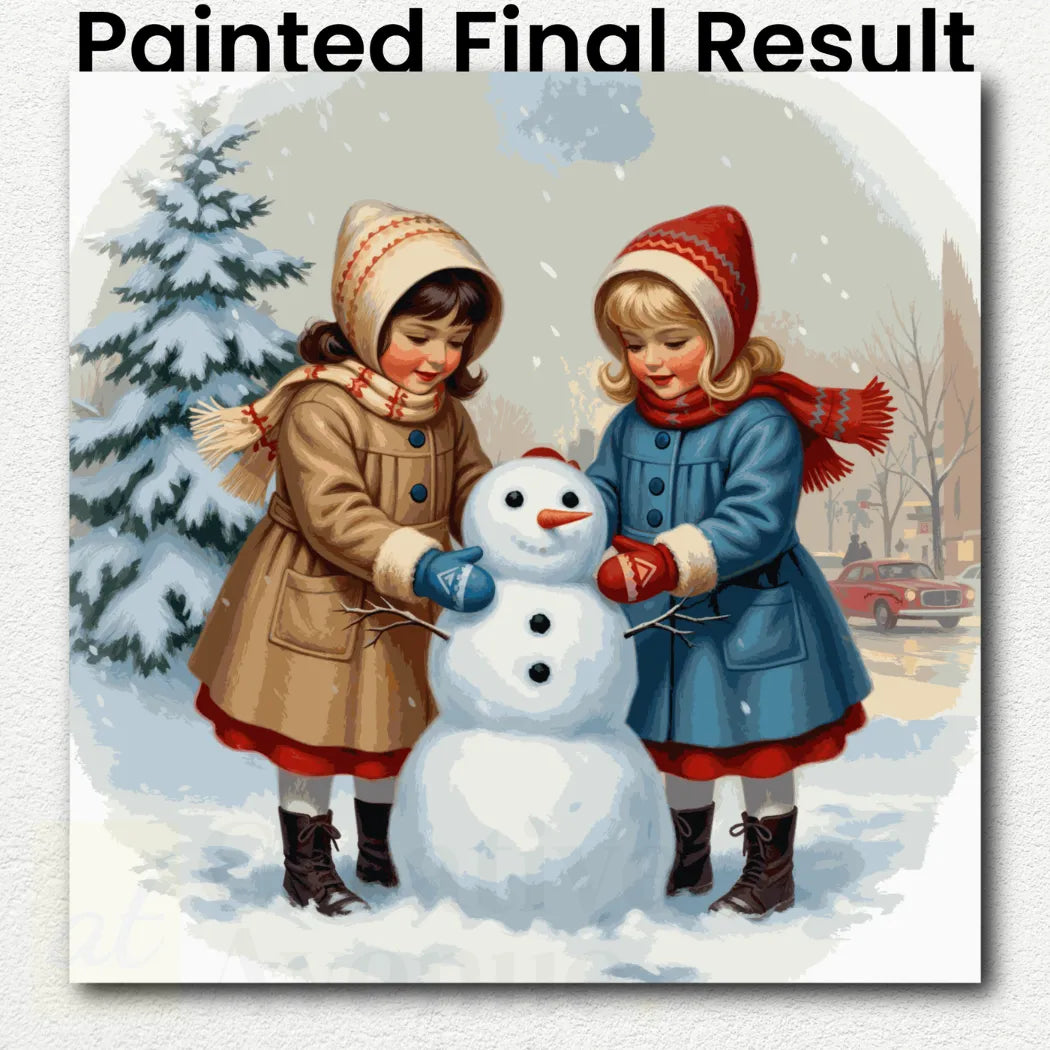 Girls Making a Snowman