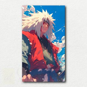Original painting design of Jiraya the Legendary Sanin from Naruto in crossed-arm pose with green robes and forehead protector.