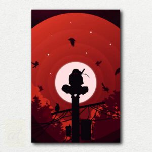 Paint by numbers design showing Hitachi from Naruto during his last mission to kill all his clan in a dark, intense setting.