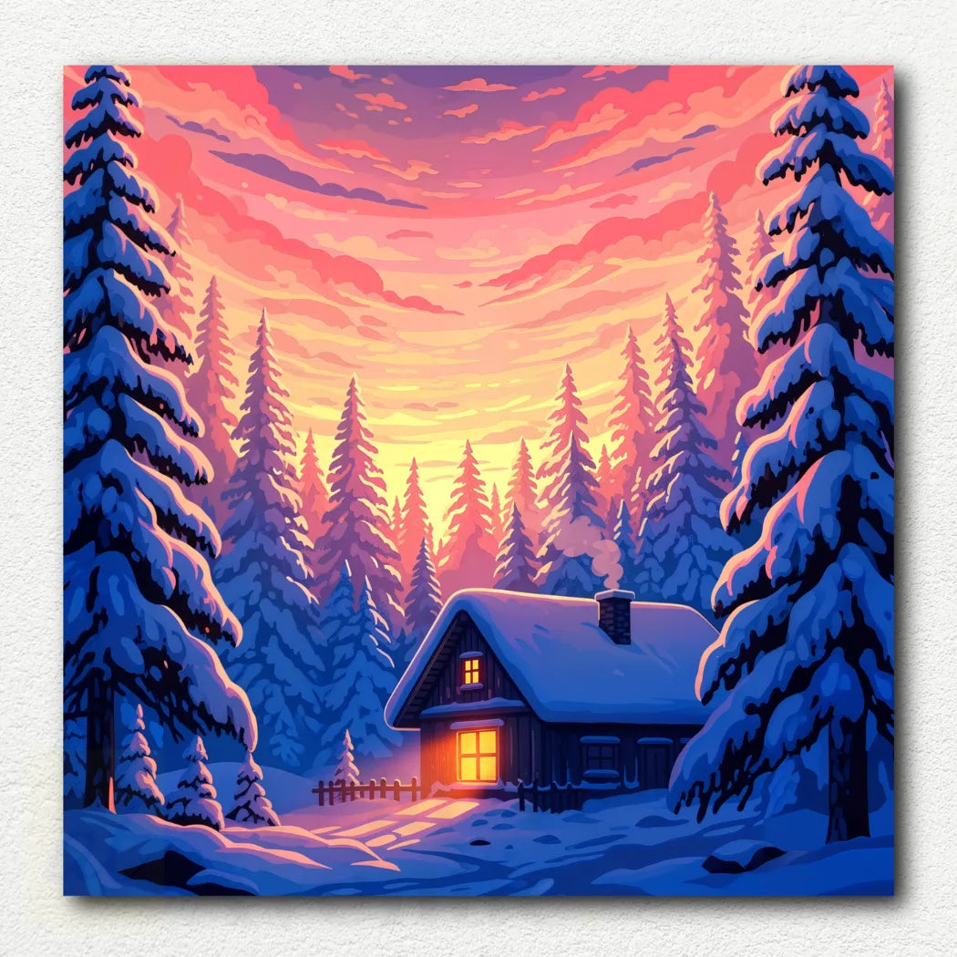 Snowy Forest Cabin