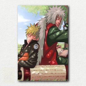 Paint by numbers design showing Jeriah lying down with Naruto sleeping behind him from the Naruto anime.