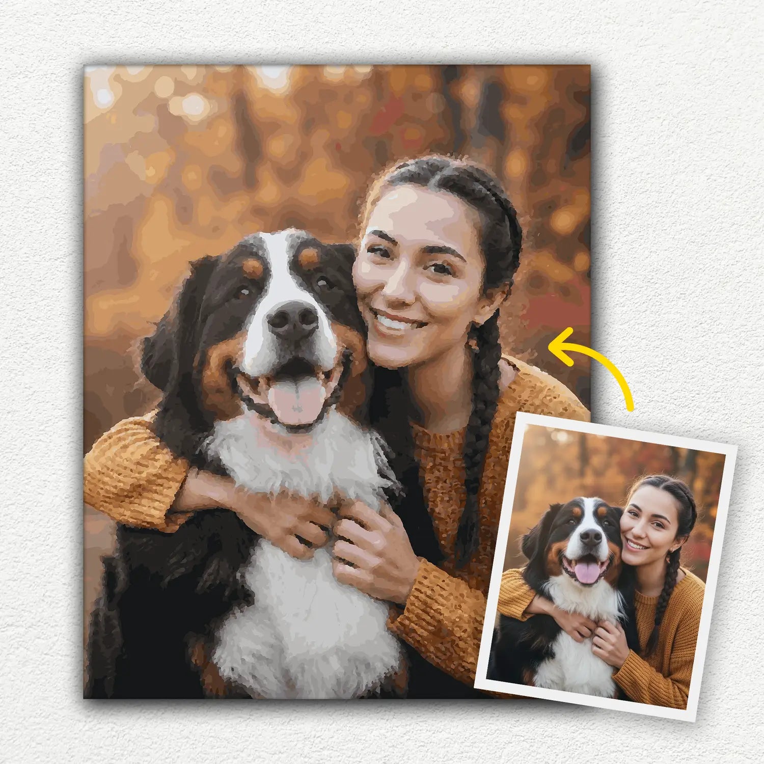 Custom painting on canvas paint by numbers kit featuring a personalized photo design for detailed guided painting.